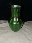 Art Nouveau Sterling Silver Overlay Green Glass 4  Vase  C  1910 883  Vintage