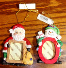 Set  2  Christmas Frame Ornaments Santa   Snowman 3 tall for 1 x1 5  Picture 755