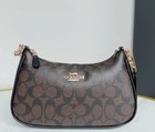 Coach Teri Shoulder Bag Ca548 In Signature Canvas - Brown New Fast Free Ships