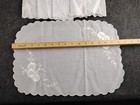 Vintage White Linen 5 Napkins 5 Placemats Scalloped Edge Embroidered 10 Pc Lot