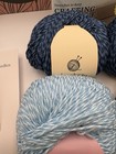 Hooks And Needles Knitting Kit Blue Cotton Wool Yarn - Makes Headband Bag Shawl