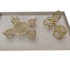 Vtg Gold Tone Mesh Dollhouse Furniture Set Mcm Table Chairs Rocker Taiwan Rare
