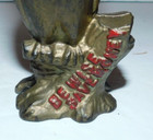 Neat Vintage Cast Iron Be Wise Save Money Owl Bank 5  Tall