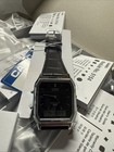 Casio Aq230el-1a Vintage Analog Digital Watch Black Dial Black Leather Band New