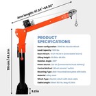3500lbs Electric Winch Pickup Truck Crane 1100lbs Truck-mounted Bed Crane