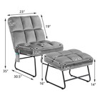 Costway Massage Chair Velvet Accent Sofa Chair W  Ottoman   Remote Control Grey