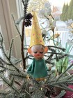 Vintage Knee-hugger Pixie Elf Ornament W  Pointed Cone Hat 1950s Japan