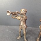 Vintage Bronze Brass Monkey Orchestra Band Figures Set Of 2 Trumpet Guitar 5 