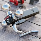 Tri-ball Trailer Hitch Mount With Hook Pin Fits 2  Receiver Silver Tow Balls Set