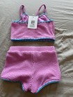 Brand New Cute River Island Mini Girls Pink Textured Bikini Set 18-24 Months