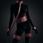 Genuine Leather Restraint Cuff Set Wrist Arm Thigh Ankle Waist Belt Collar