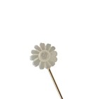 Carved Mop Mother Of Pearl Flower Stick Hat Pin Gold Tone Vintage