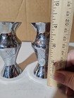 Pair Of Small Dragon Etched Silver Chinese Vases