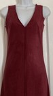 Vintage Dress Burgundy Body Contouring Microfiber Poly Suede Beaded Whimsy Small