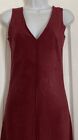Vintage Dress Women Burgundy Body Contouring Microfiber Poly Suede Beaded Small