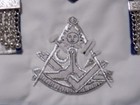 Past Master Silver  Bullion Apron Square Masonic Tassels Leather Style Tools New