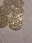 Antique Chinese Carved Nephrite Jade Buttons Set Of 6     Pierced Floral   