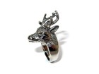 3d Deer Reindeer Stag Head Ring Antiqued Silver-plated Us Sizes 7 7 5 8