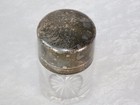 Antique Victorian Large Solid Sterling Silver Cut Glass Perfume Jar Bottle