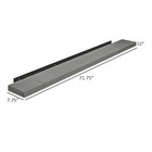 71 75  Fireplace Mantel Pine Wood Floating Shelf Wall Mounted Gray