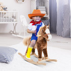 Kids Rocking Horse  Plush Toddler Rocker  Wooden Base Ride-on Toy With Handle Gr