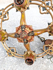 Antique Art Nouveau Deco Cast Metal iron Polychrome Chandelier Ceiling Light