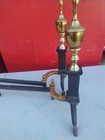 Antique Brass Federal Fireplace Andirons Claw Feet Cast Iron Fire Dog 19   h  pair