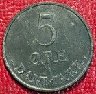 High Grade Xf Details 1959 Denmark 5 Ore Zinc  Coin-oct211