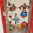 Vintage Looney Tunes  Set Of 5 Mini Christmas Ornaments 2000 Trevco Tweety Bugs 
