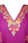 Embroidered Holiday Caftan Maxi Dress Boho Pink Cotton Kaftan Gift For Mom L-3xl