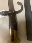 Antique 1880 Large Blade Sword Bayonet Wth Scabbard Engraved Inscribed
