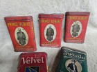 Vintage Lot Of 5 Pipe Tobacco Tins Prince Albert Tuxedo Velvet Empty Used