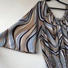 Wavy Stripe Smock-waist Blouse In Blue   Tan Fashion Bug