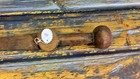 Vintage Hand Forged Iron Knife Engraved Silver Work On Blade Wood Handle M6