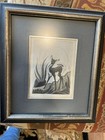 Beautiful Signed Framed Deer And Moon Woody Crumbo Etching With Free Shipping