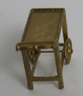 Vtg Peweter Miniature Dollhouse Brass Metal Serving Tea Beverage Cart On Wheels