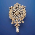 Beautiful Vintage Silver Tone Faux Pear Rhinestone 3  Brooch