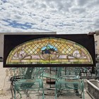 Antique Art Nouveau Colored Stained Glass Fruit 27 X 75 Arched Transom Window  B