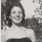 Vintage Snapshot Photo Woman Strapless Dress Smile Portrait 1940s