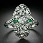 Timeless Edwardian Style Labcreated Diamond Art Deco Engagement 14k Gold Fn Ring