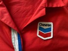 Vintage Red Chevron Gas Station Work Shirt Sm Racing Stripe Oil Auto Usa Made