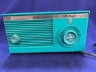 Vintage Olympic Turquoise Hard Plastic Tube Radio Model 554 Working Estate Find