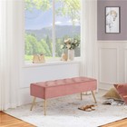Modern Ottoman Velvet Footstool Bench For Bedroom 4 Protective Foot Pads Pink