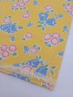 Vintage Full Feedsack Fabric 37x43 5 Opened Yellow With Pink And Blue Flowers 