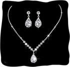 Crystal Bridal Jewelry Set Rhinestone Choker Necklace Earrings Wedding