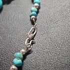 Vintage Sterling Silver Neclace Turquoise And Red Coral With Hook Clasp
