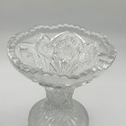 Vintage Clear Glass Starburst Punch Bowl Pedestal Candy Dish Compote Set Of 2