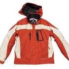 Sunice Mens Ski Jacket Orange White Colorblock Hooded Technical Winter Coat L