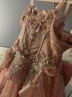 Rose Gold Maternity 8 Long Tulle Prom Ballgown Lace-up Floral Bow Sequin