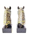 Vintage Pair Of War Horse Knight Heads Sculpture Bookends Tabletop Decor Art 11 